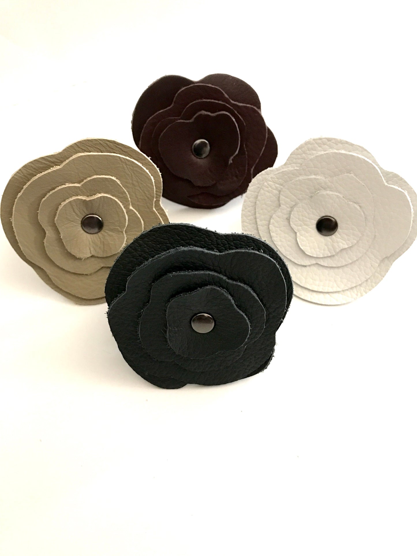 Leather Flower Scarf Cuff - Mid Brown