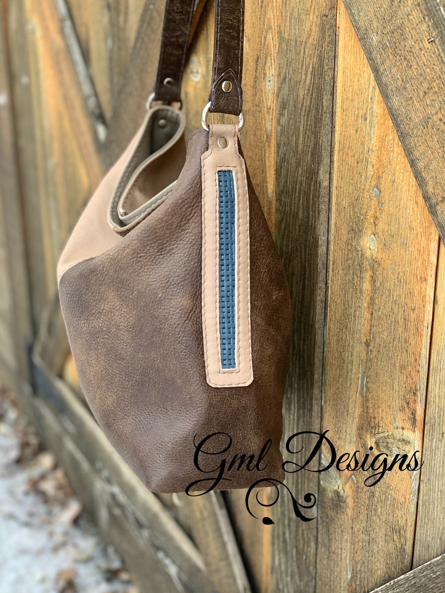 Two Toned Tote with Blue Accents