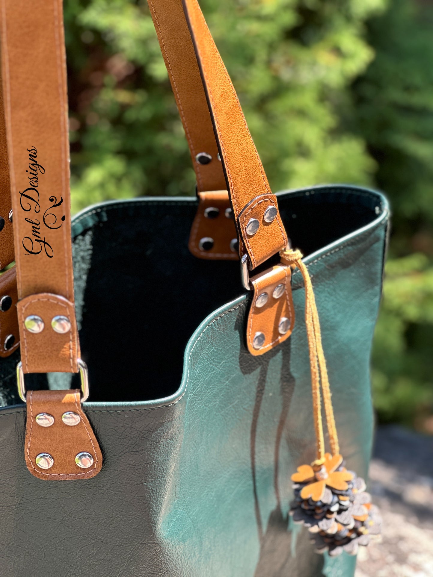 Green & Whiskey Leather Tote