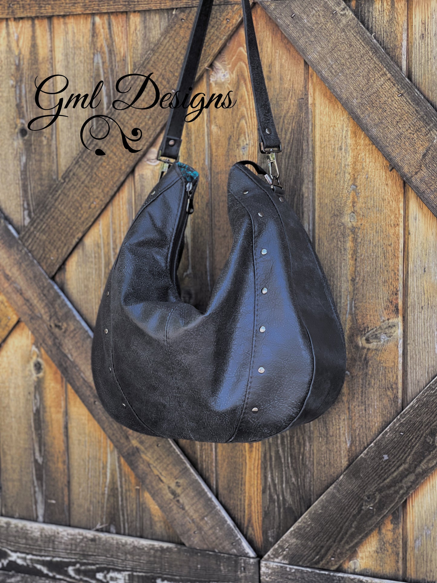 Black Distressed Leather Hobo