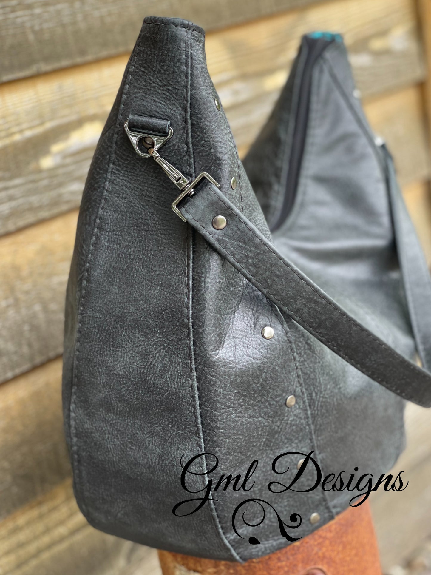 Black Distressed Leather Hobo