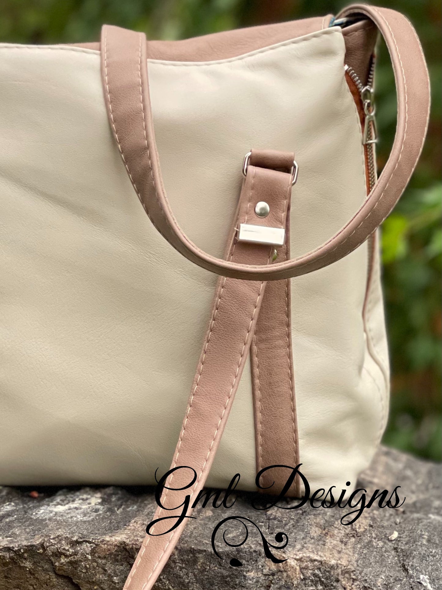 Two Toned Expandable Leather  Shoulder Bag